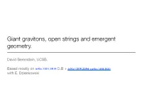 Giant Gravitons, Open Strings and Emergent Geometry