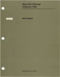 Microvax 3100 Owner's Manual