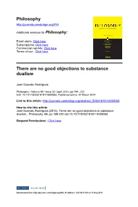 Philosophy There Are No Good Objections to Substance Dualism