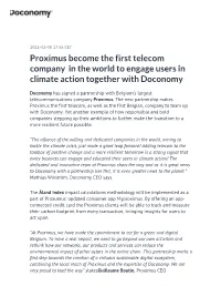 Proximus Become the First Telecom Company in the World to Engage Users in Climate Action Together with Doconomy