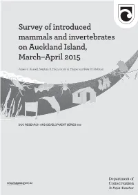 Survey of Introduced Mammals and Invertebrates on Auckland Island, March–April 2015