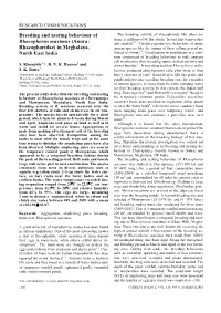 Breeding and Nesting Behaviour of Rhacophorus Frogs Took Active Part in Nest Construction