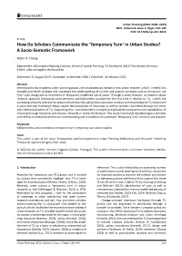 How Do Scholars Communicate the `Temporary Turn' in Urban Studies? a Socio-Semiotic Framework