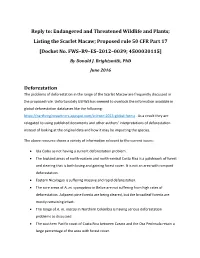 Listing the Scarlet Macaw; Proposed Rule 50 CFR Part 17 [Docket No