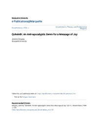 Qoheleth: an Anti-Apocalyptic Genre for a Message of Joy