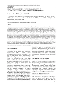 Trends of the Pests Management in Agroecosystems of Grapevine Plantations