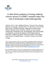 A Data-Driven Analysis of Energy Balance Closure Across FLUXNET Research Sites:The Role of Landscape Scale Heterogeneity