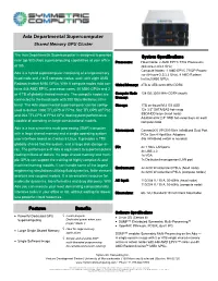 Ada Departmental Supercomputer Shared Memory GPU Cluster