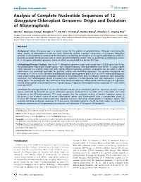 Analysis of Complete Nucleotide Sequences of 12 Gossypium Chloroplast Genomes: Origin and Evolution of Allotetraploids