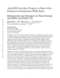 Astro2020 Activities, Projects, Or State of the Profession Consideration White Paper Infrastructure and Strategies for Time Domain and MMA and Follow-Up