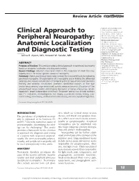 Clinical Approach to Peripheral Neuropathy: Anatomic Localization and Diagnostic Testing