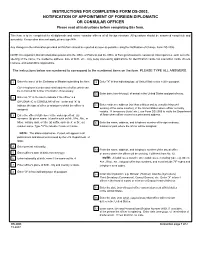 Form DS 2003 DS 2003 NOTIFICATION of APPOINTMENT