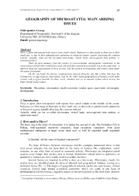 Geography of Micro-States: Main Arising Issues