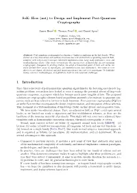 (Not) to Design and Implement Post-Quantum Cryptography