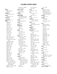 Palmer Papers Index