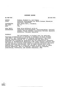 Selected Bibliography for Earth Science Education Partially Annotated