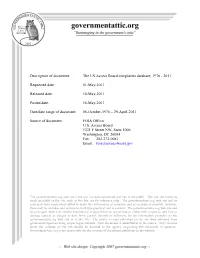The US Access Board Complaints Database, 1976 - 2011