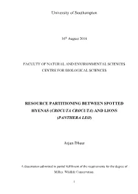 Dheer, Arjun. 2016. Resource Partitioning Between Spotted Hyenas