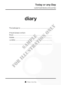 Diary Sample for Illustration Only