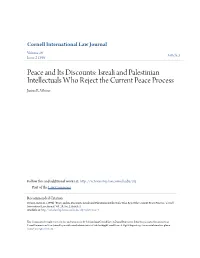 Isreali and Palestinian Intellectuals Who Reject the Current Peace Process Justus R