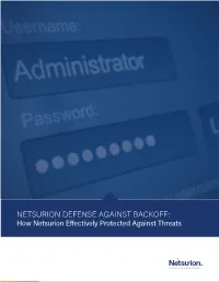 NETSURION DEFENSE AGAINST BACKOFF: How Netsurion Effectively Protected Against Threats