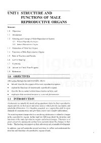 Unit 1 Structure and Functions of Male Reproductive Organs