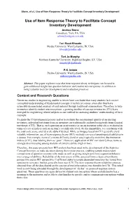 Use of Item Response Theory to Facilitate Concept Inventory Development