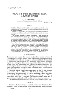 Visual and Other Selection in Cepaea
