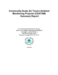 Community-Scale Air Toxics Ambient Monitoring Projects (CSATAM) Summary Report