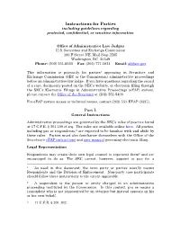 Instructions for Parties Including Guidelines Regarding Protected, Confidential, Or Sensitive Information