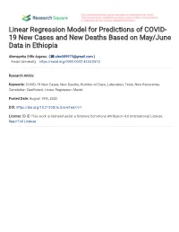 Linear Regression Model for Predictions of COVID-19 New