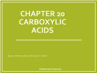 Chapter 20: Carboxylic Acids and Nitriles