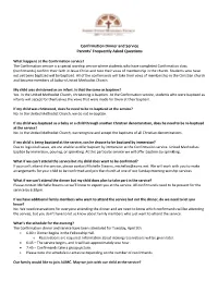 Confirmation Dinner and Service Parents' Frequently Asked Questions