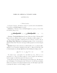 MORE on VERTICAL TANGENT LINES 1. Introduction in Thomas