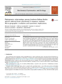 Phylogenetic Relationships Among Southern Balkan Rutilus Species Inferred from Cytochrome B Sequence Analysis: Micro-Geographic Resolution and Taxonomic Implications