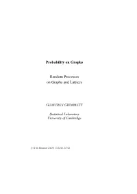 Probability on Graphs Random Processes on Graphs and Lattices