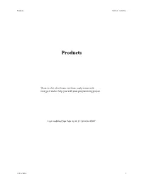 Products Table of Contents