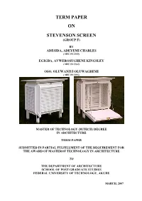 Term Paper on Stevenson Screen