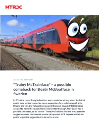 “Trainy Mctrainface” – a Possible Comeback for Boaty Mcboatface in Sweden