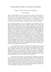 Typologies of Statutory Interpretation