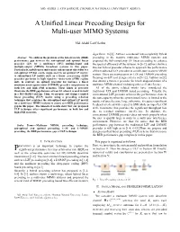 A Unified Linear Precoding Design for Multi-User MIMO Systems