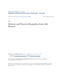 Abstracts and Presenter Biographies from 14Th Biennial