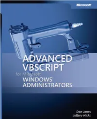 Advanced Vbscript for Microsoft Windows Administrators Ebook