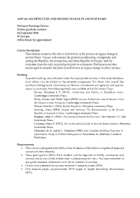Arh 382 Architecture and Regime Change in Ancient Rome