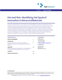 Identifying Hot Spotsof Innovation in Advanced Materials