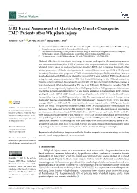 MRI-Based Assessment of Masticatory Muscle Changes in TMD Patients After Whiplash Injury