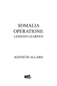 Somalia Operations: Lessons Learned