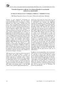 Testicular Dysgenesis Syndrome: from Human Disorders to Mechanistic Studies in an Animal Model