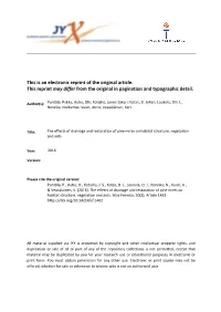 The Effects of Drainage and Restoration of Pine Mires on Habitat Structure, Vegetation and Ants