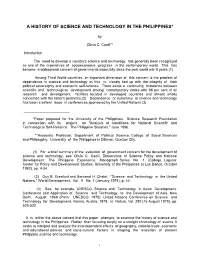 A History of Science and Technology in the Philippines*